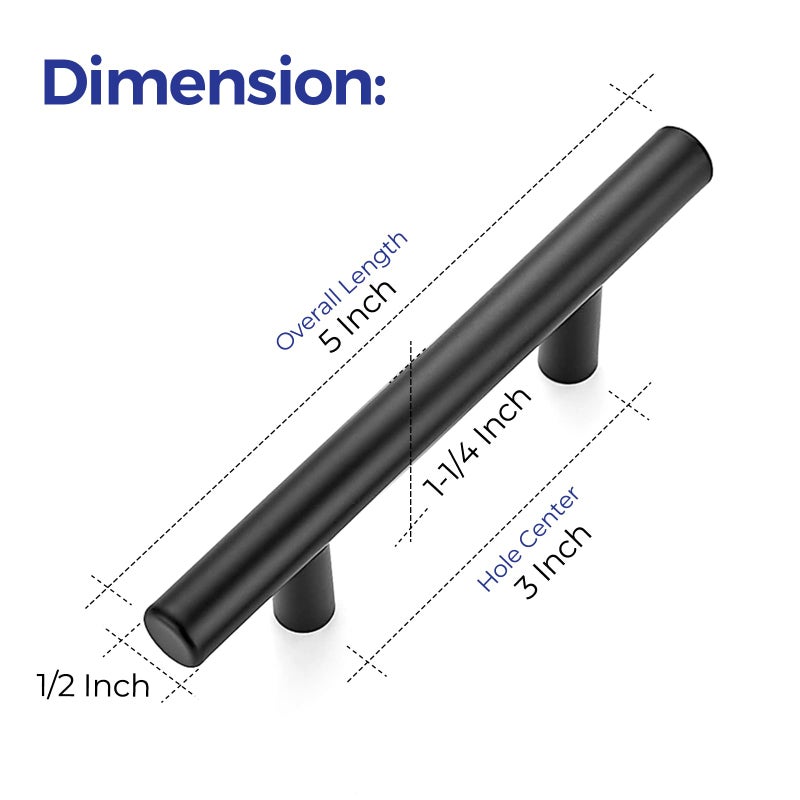 Ravinte 55 Pack | 5 Inch Cabinet Pulls Matte Black Stainless Steel Kitchen Drawer Pulls Cabinet Handles 5InchLength, 3Inch Hole Center - Image 3